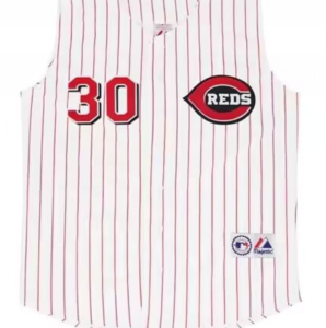 Reds white pinstrips custom jersey without sleeve