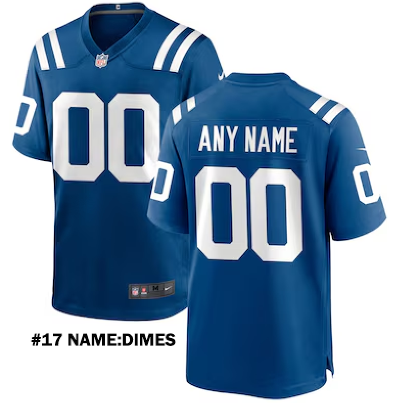 Colts custom #17  Dimes blue jersey
